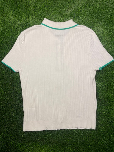 Ribbed knit polo